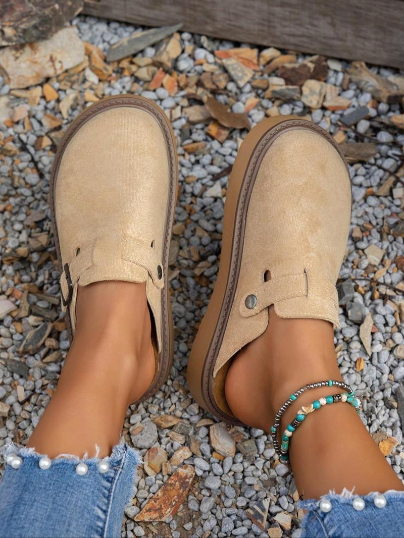 Product Introduction of Women's Solid Color Slip on Walking Shoes, Casual Comfortable Non-slip Shoes for Daily Wear, Female All-match Round Toe Shoes for Daily Wear Footwear Girl Slipon Apricot 1