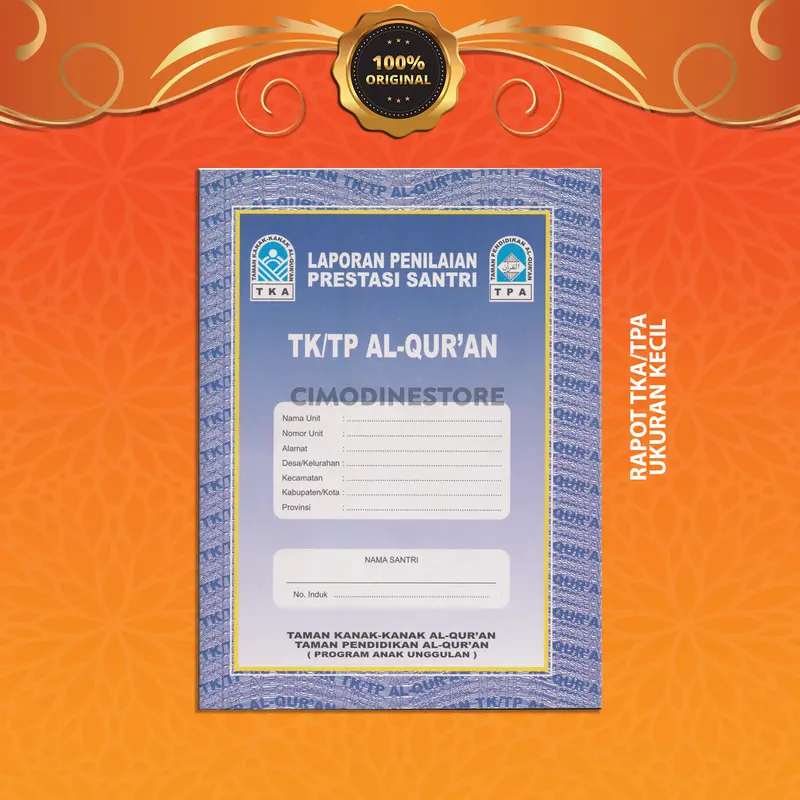 Laporan Penilaian Prestasi Santri TKA/TPA | Rapot TKA/TPA Soft - Shop ...