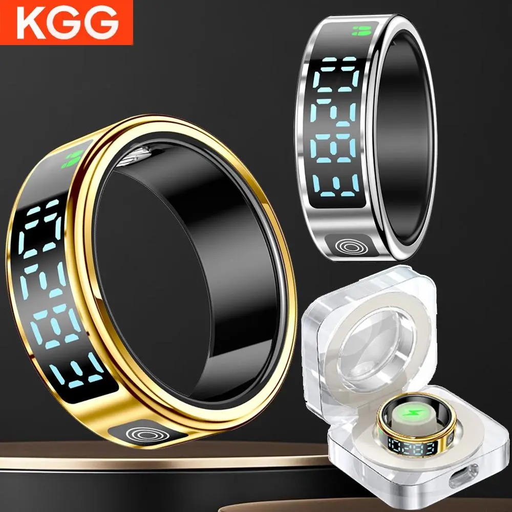 KGG Smart Ring, Multifunctional LED Screen Display Smart Ring, Waterproof Couple Smart Ring, Fitness Tracker for Men & Women, Digital Electronic Gadgets Watches