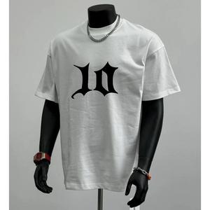 ผ้าฝ้ายคอกลมแขนสั้นเสื ้อยืดผู้ชายเทรนด์ภาษาอ ังกฤษพิมพ์ฤดูร้อนด้านบ หลวมพร้อมเสื้อยืดขนาด