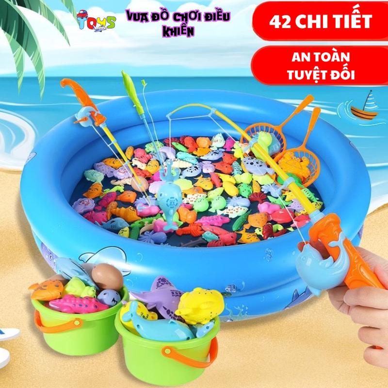 Bộ đồ chơi câu cá cho bé 42 chi tiết bao gồm cần câu nhựa, bể phao 2 tầng cho trẻ nhỏa thích vui chơi