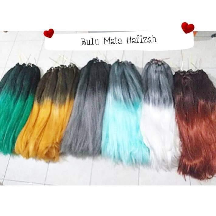 Rambut Cemara Ombre 2 Warna Extension Box Bride - Synthetic Fiber 70-80cm - Black, Women