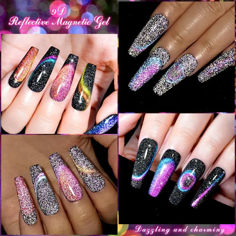 Cat Eye Gel Nail Polish Set, 1 Set 12 Colors Glitter Soak off UV Gel LED Lamp Nail Art Gel, Nail Art & Nail Polish for Women & Girls 6