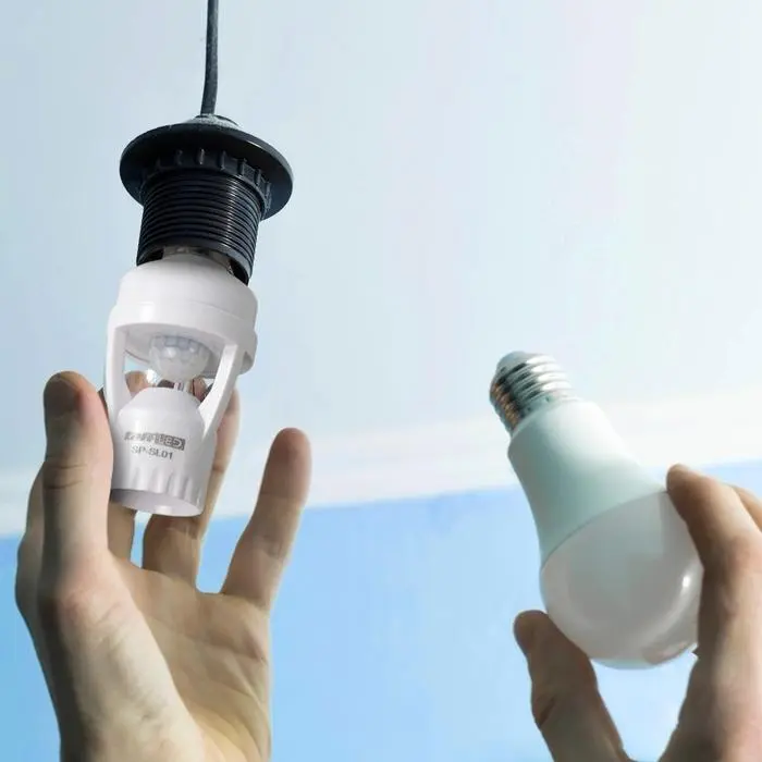 Fitting sensor lampu kamar mandi penghemat daya listrik fiting pengganti - Model kotak 3