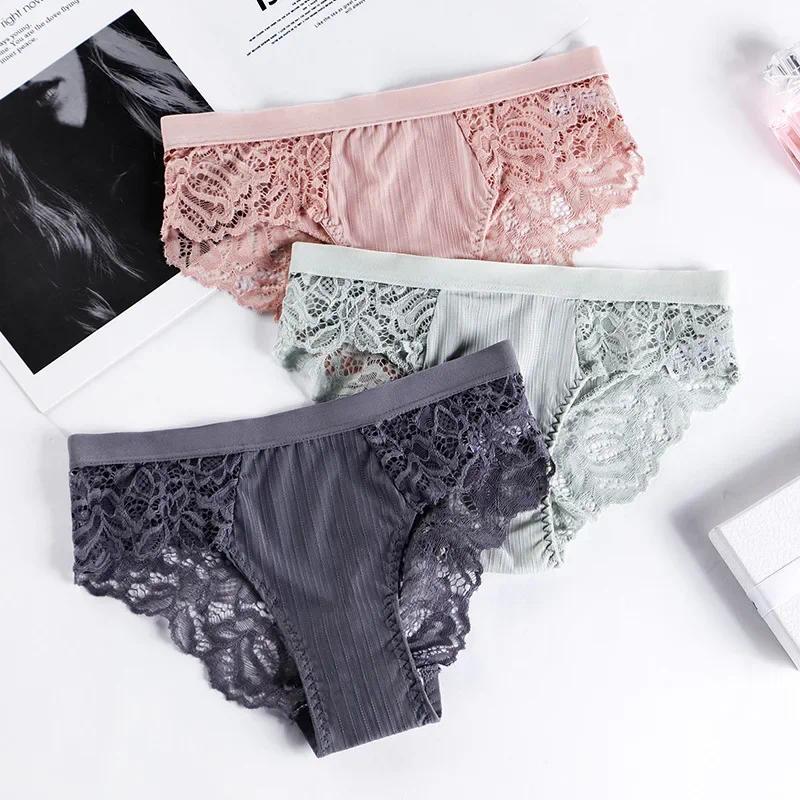 Product Introduction of Fashion Women Lace Flowers Panties Underwear Soild Color Soft Briefs Breathable Seamless Lingerie Female Low Waist Underpants 4