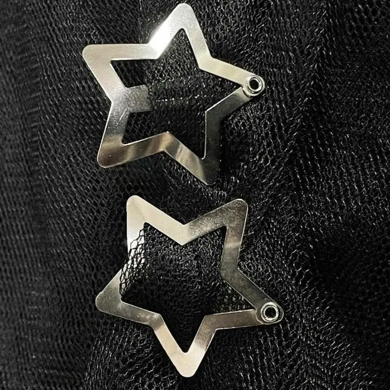 1 Pc Cool Girls Star Hair Clips Women Cute Metal Silver Star BB Hair Clips Barrettes Hair Grip Y2K Hair Accessories Headwear