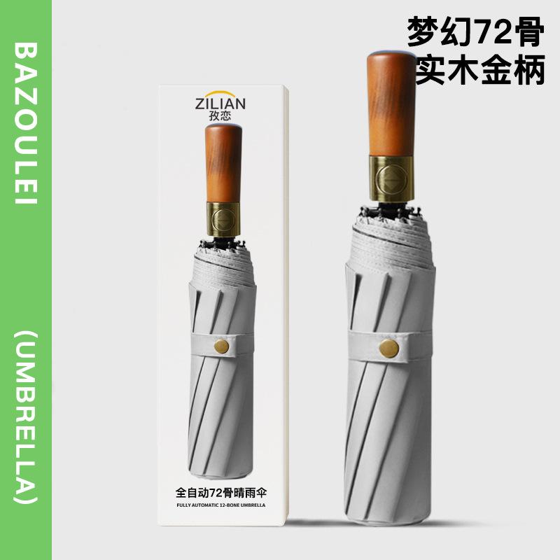 72 Ô Tự Động Ô Cực Lớn Ngoại Cỡ Cho Nam Ô Tay Cầm Bằng Gỗ Cao Cấp Màu Đen Gấp Ba Lần Cho Doanh Nhân 3