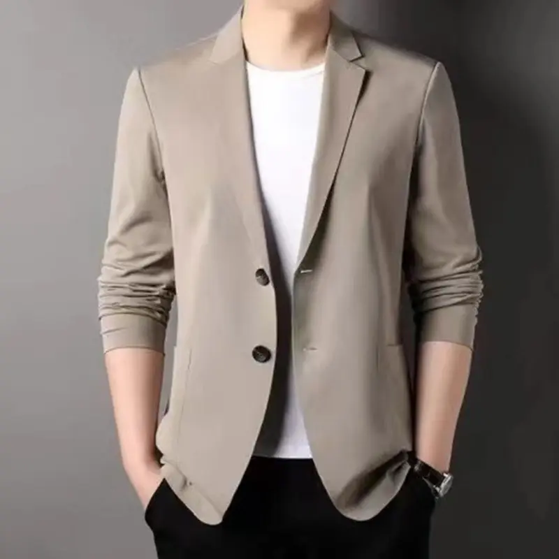 Áo Khoác Vest Nam, Ve Áo, Dài Tay, Một Hàng Cúc, Màu Trơn Có Túi, Phong Cách Doanh Nhân Trang Trọng, Thích Hợp Cho Trang Phục Bảo Hộ Lao Động, [probmise] 4