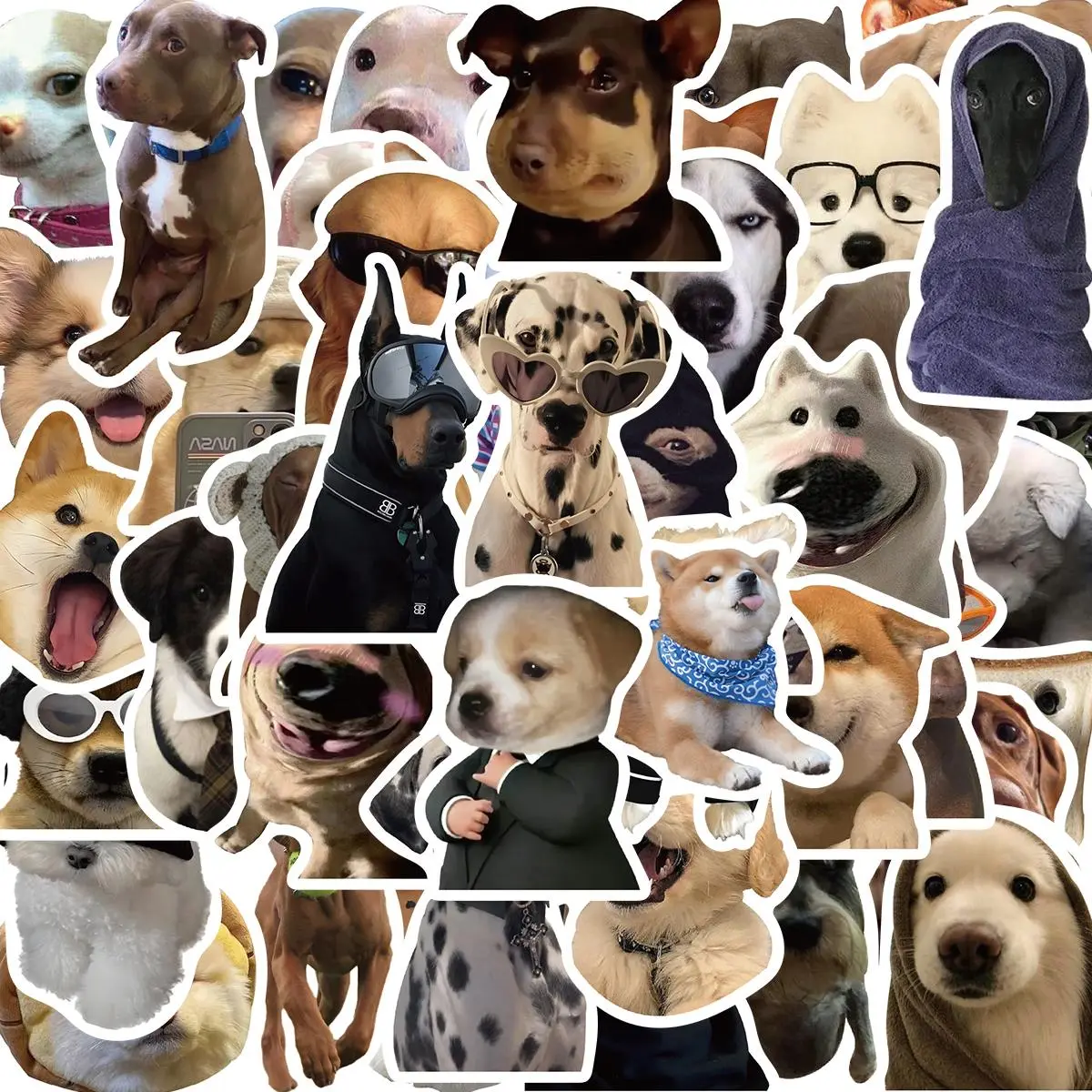 Cute Dog Pattern Sticker, 50pcs/set Funny Dog Sticker, DIY Decorative Sticker for Laptop, Phone, Computer, Guitar, Bag, Water Cup, Scrapbook