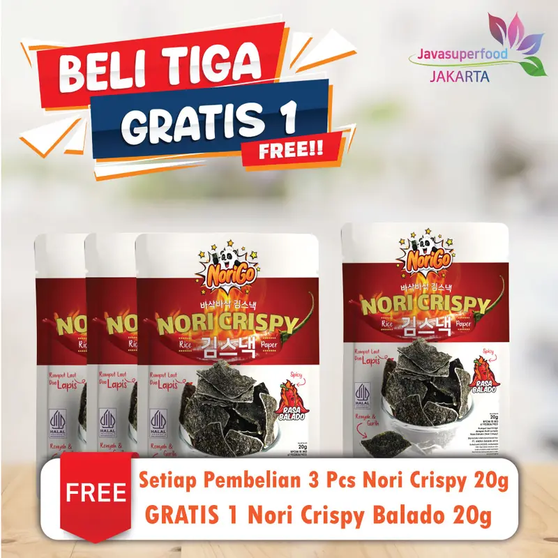 {BELI 3 GRATIS 1} Norigo / Nori Crispy Seaweed Snack 20g Rumput Laut Halal 3