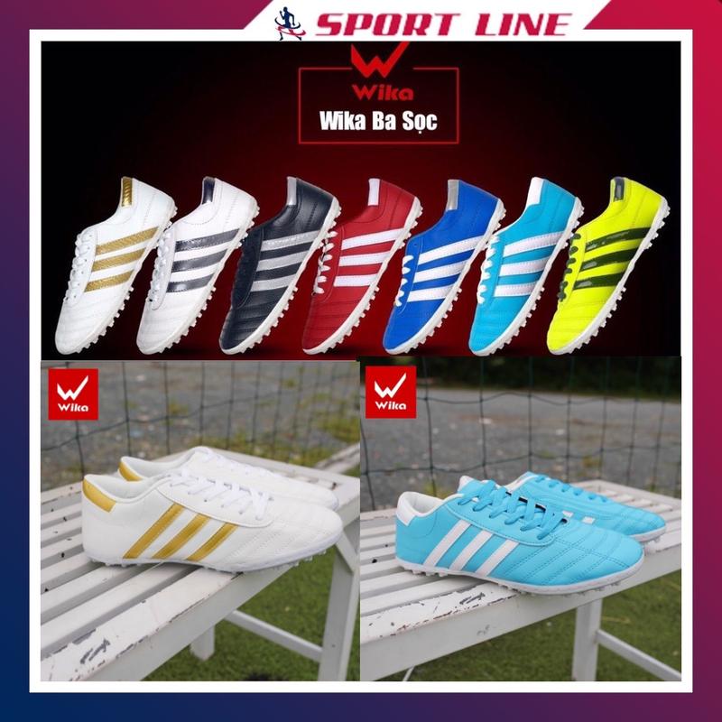 Giày Wika 3 Sọc Khâu Full Đế [ Kèm Bình xịt + Tất + Túi rút + Băng keo] ĐẶT TĂNG SIZE Sneaker Sport Tập Thể Dục Giày Đá Bóng Đá Banh Chống Trơn Trượt giày  bong