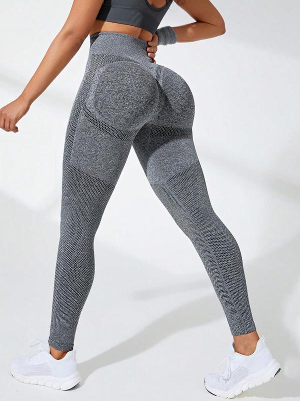 Women's Solid High Waist Sports Leggings, High Stretch Seamless Yoga Leggings, Ladies Sportswear for Indoor Outdoor Wear, Gym Clothes Women 4