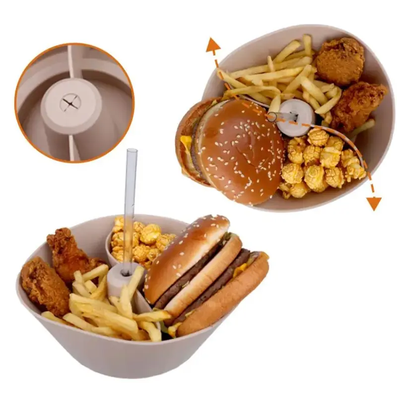 Silicone Snack Cup Holder, 1 Count Ice Cup, Snack Popcorn Bowl Holder, Snack Tray, Convenient To Carry, Kitchen Accessories 3