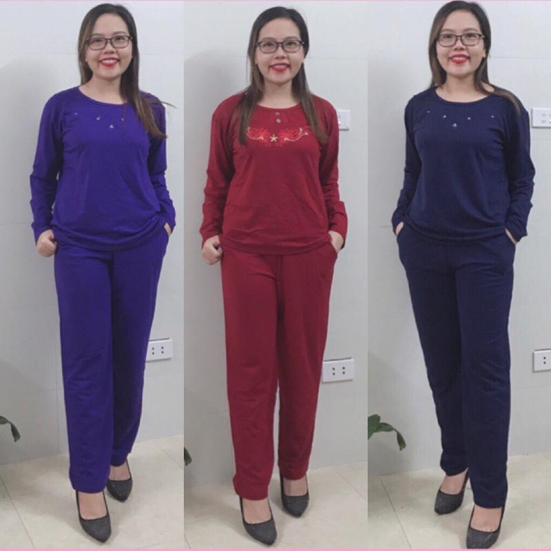  Bộ Dài Tay Thu Đông Chất Da Cá Cho Mẹ - Bộ Mặc nhà Thu Đông dài tay dày dặn size từ 42 tới 68kg mặc ở nhà đi chợ Thời trang cho Mẹ 