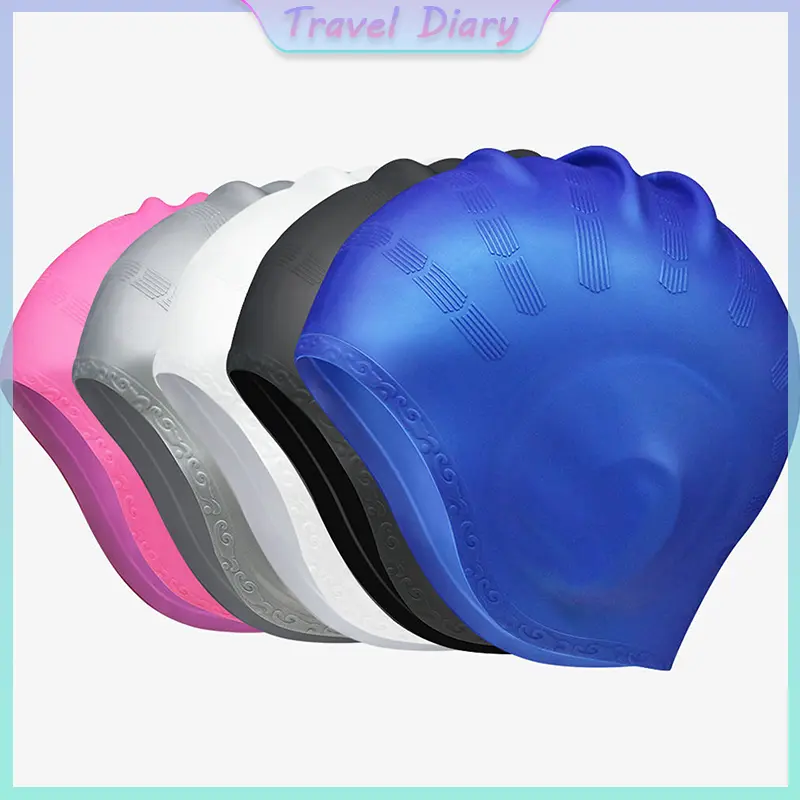 Adults High Elastic Swimming Caps Men Women Waterproof Swimming Pool Cap Protect Ears Long Hair Large Silicone Diving Hat