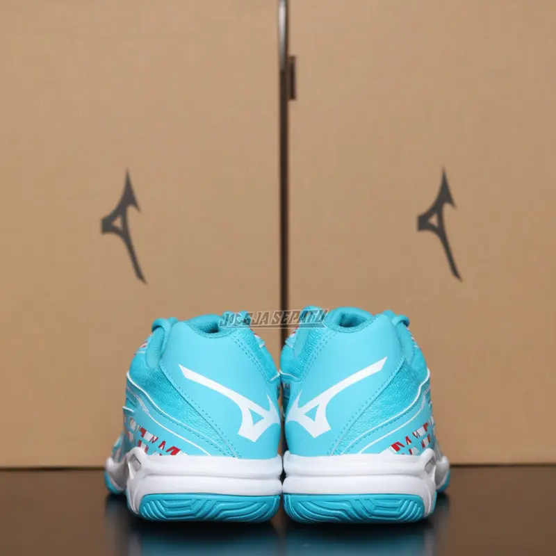 Mizuno Sepatu Voli Wave Thunderstorm - Scuba Blue/White/High Risk Red 2