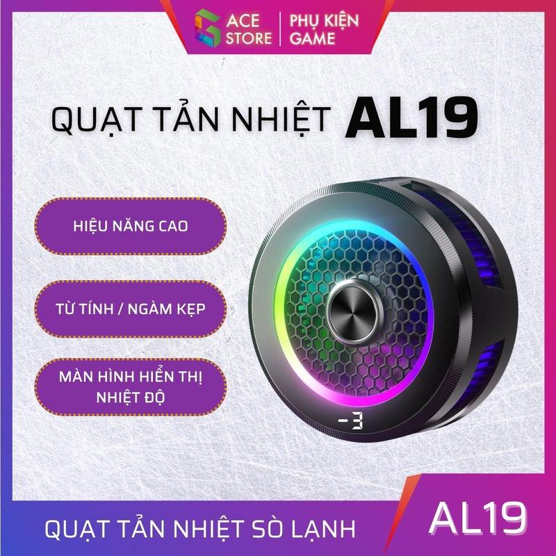 Quạt tản nhiệt điện thoại AL19 sò lạnh từ tính màn hình hiển thị nhiệt độ Led RGB Gaming
