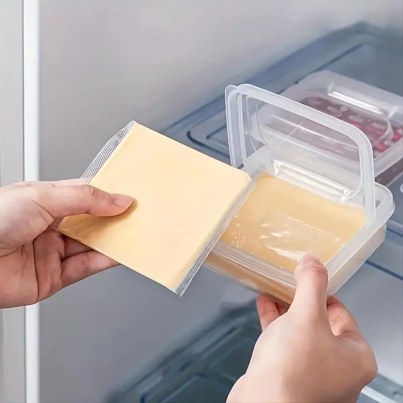 Home Accessories Food Storage Box, 1 Count Clear Cheese Storage Container with Lid, Kitchen Accessories Refrigerator Vegetable Preservation Box for Onion Ginger Garlic, Kitchenware 0