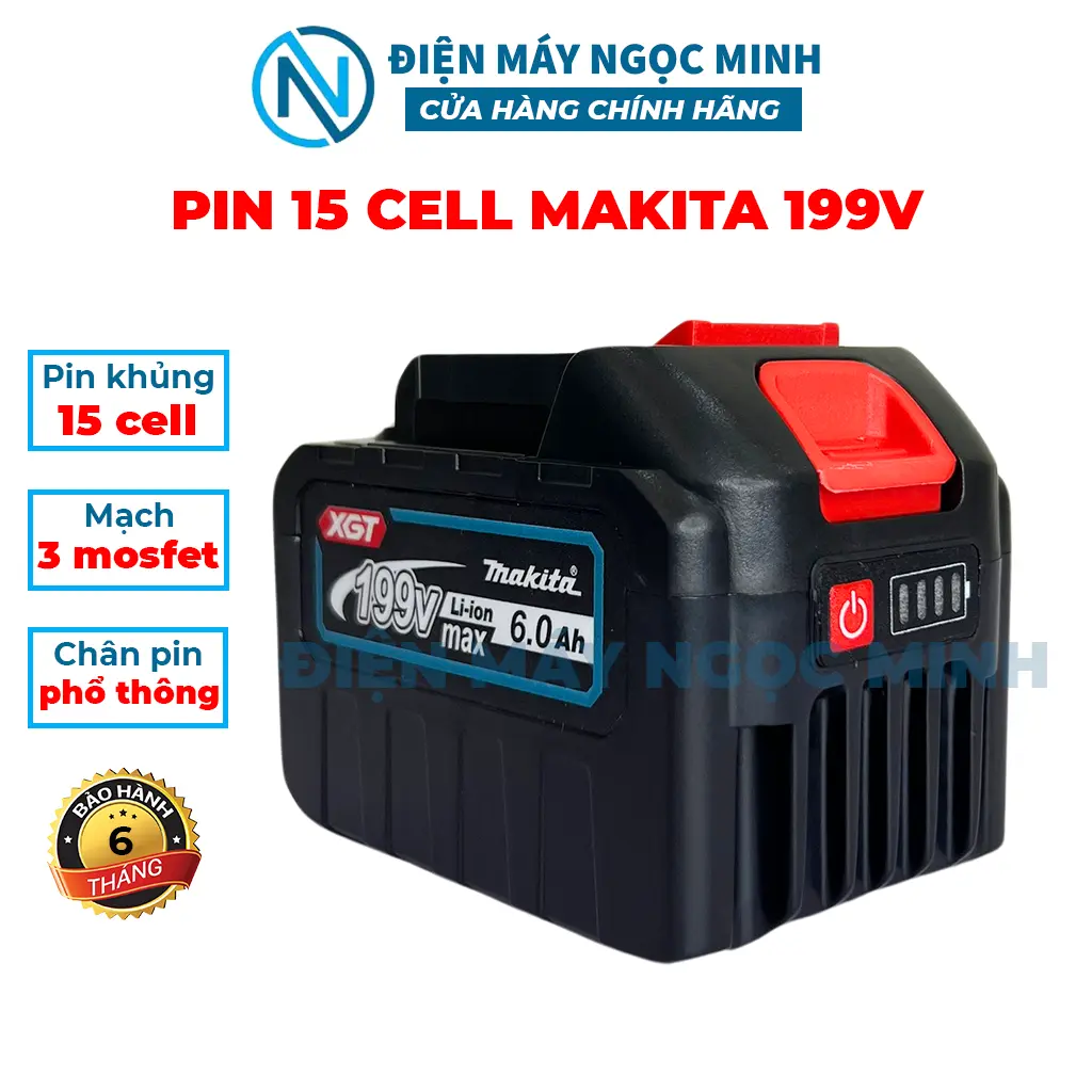 Pin 15 cell MAKITA 199V pin máy khoan, máy cưa... chân pin phổ thông có mạch chống ngắt bảo hành 6 thág