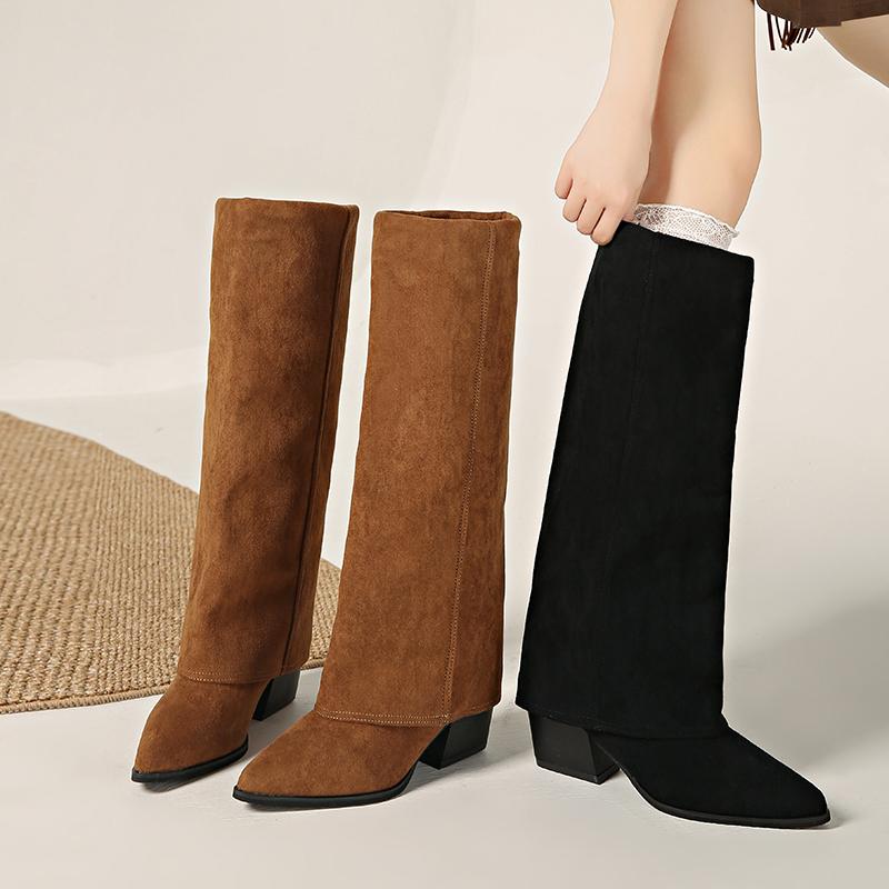 Bốt Dài Tăng Chiều Cao JINxCHOY SHOES Dành Cho Nữ Chất Liệu Da Lộn Bốt Dài Bó Sát Bốt Quần Dài Thời Trang Không Trơn Trượt Chống Mài Mòn Thích Hợp Cho Các Hoạt Động Ngoài Trời Chống Trượt Phong Cách Thường Ngày Đi Làm Đi Chơi Đi Kỳ Nghỉ SS24