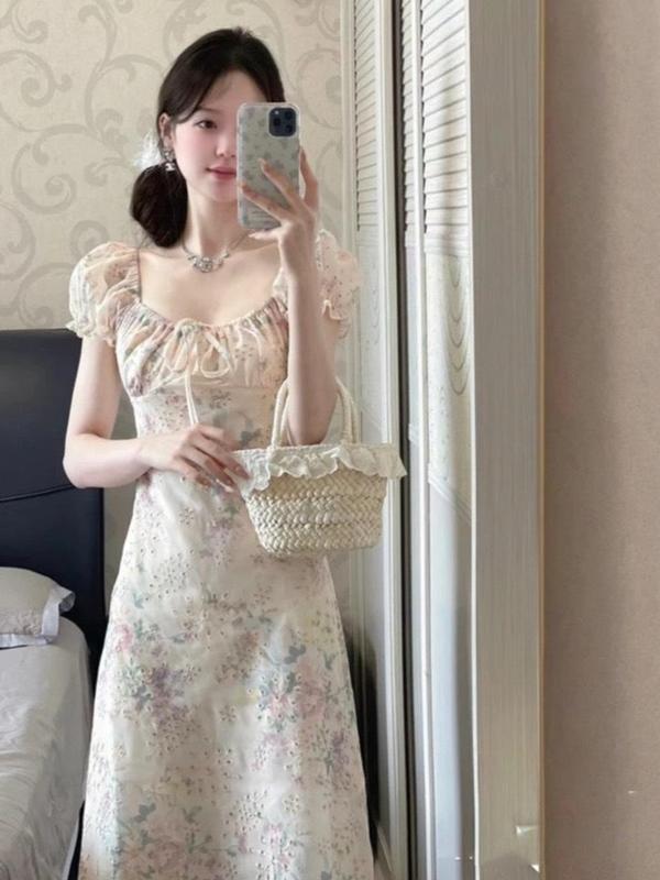Đầm dạo phố mùa hè tiểu thư dáng dài chất ren hoa nàng thơ thanh lịch- ELSA dress