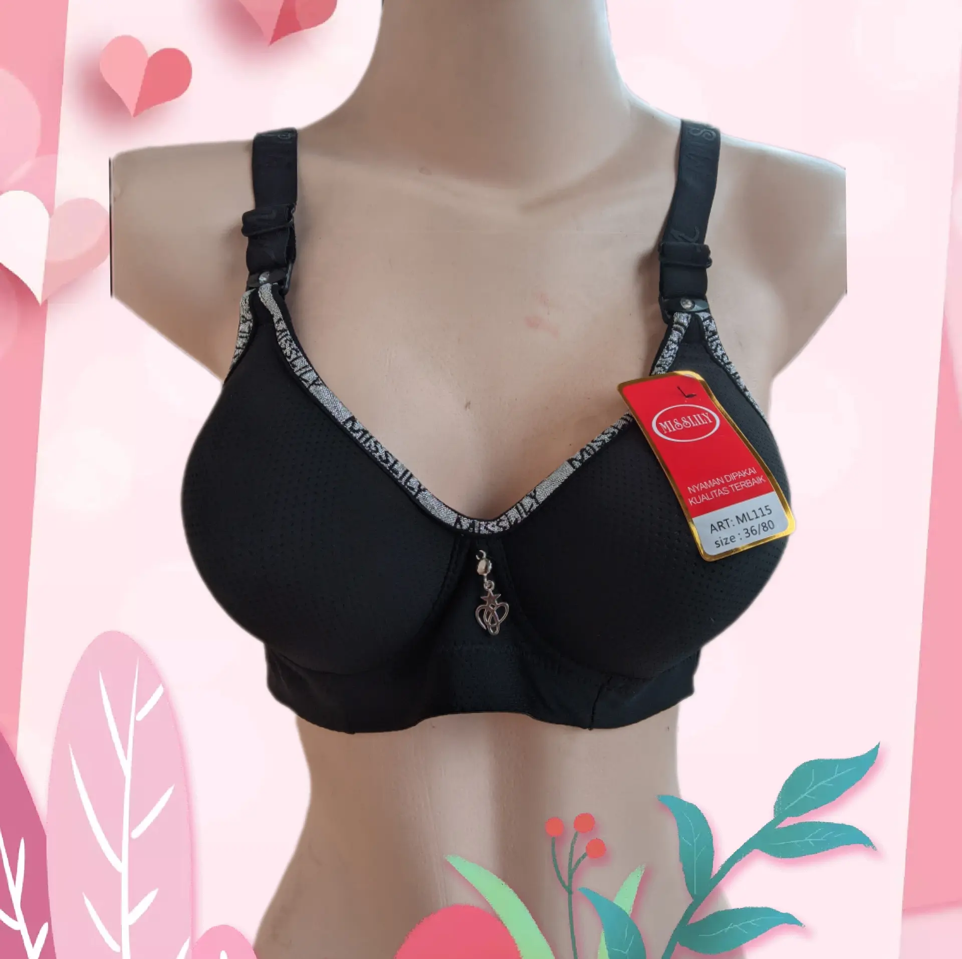 BH IMPORT BRA WANITA KUALITAS TERBAIK BH MISSLILY 115 ORIGINAL TANPA KAWAT BH KAIT 3 / KULIT JERUK Busa