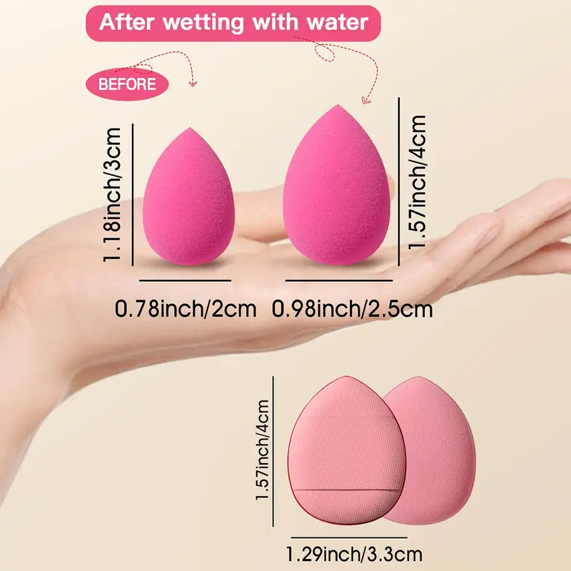15pcs Mini Makeup Sponges & 15pcs Thumb Powder Puffes, Soft Makeup Puffs for Contour Blending & Facial Detailing, Versatile Face Makeup Tool Set with Storage Case 1