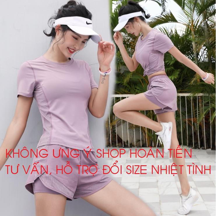 (HÀNG ĐẸP) Đồ tập GYM Nữ_thun lạnh phối lưới mịn mát, tôn dáng - Quần áo tập gym nữ, đạp xe, chạy bộ, golf, tenis, bơi