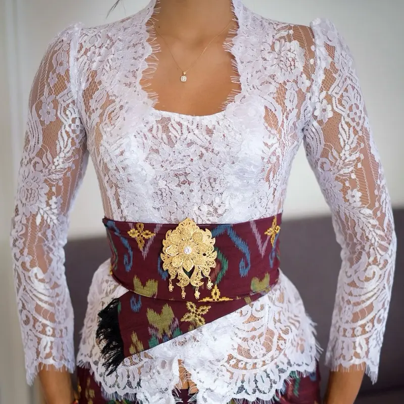 Kebaya Jadi 1467 Semiprancis Metalik Bahu Rempel Lengan Panjang(only kebaya saja) 1