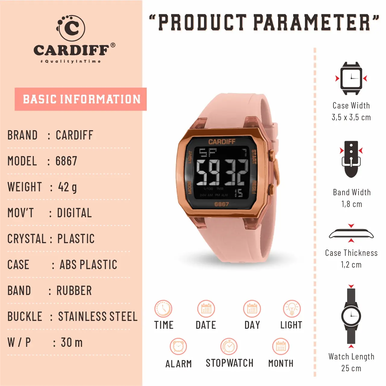 CARDIFF LCD 6867 Jam Tangan Digital Water Resist
