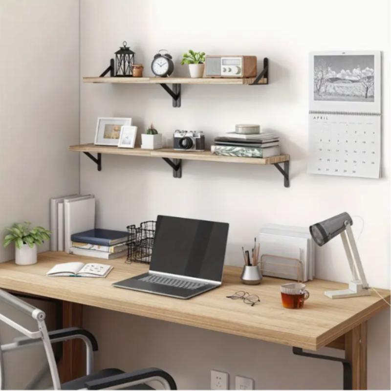 Product Introduction of Wooden Wall Mounted Shelf, 4 Counts/set Wall Mounted Storage Rack, Floating Shelf for Bathroom Bedroom Living Room Kitchen Office 6