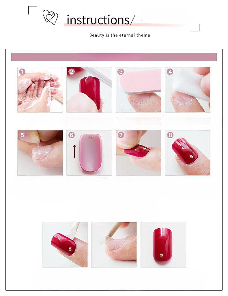 Product Introduction of Internet hot advanced White nail sticker wine red diamond cat eye wear detachable nail 15