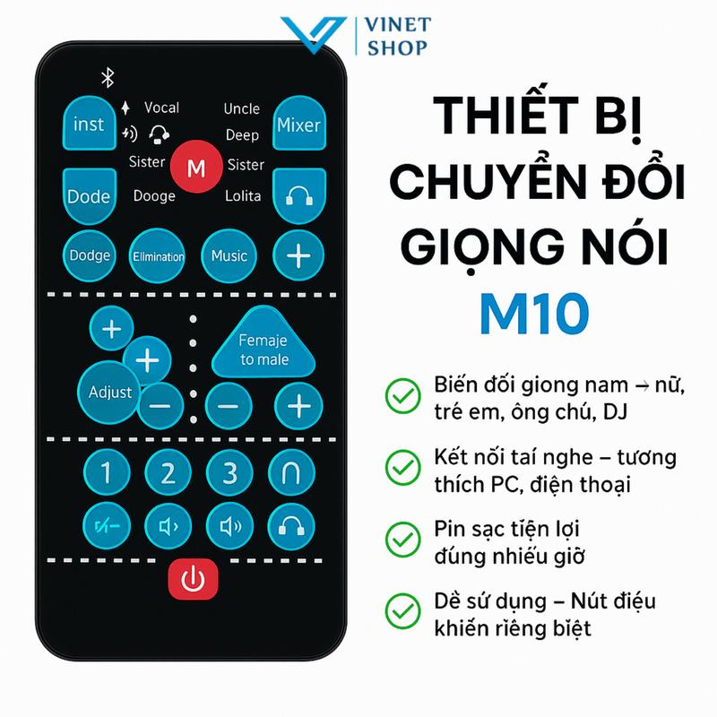 Bộ Chuyển Đổi 8 Giọng Nói Nam Nữ Trẻ Em M10 Cho Điện Thoại Máy Tính Bảng PC Hỗ Trợ Mic Đổi Giọng Chơi Game -dc4536
