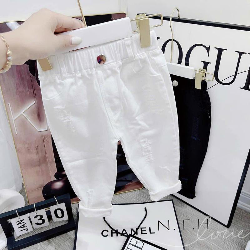 Product Introduction of Quần Dài Kaki Xước Rách Lưng Thun Cho Bé Trai Bé Gái 1