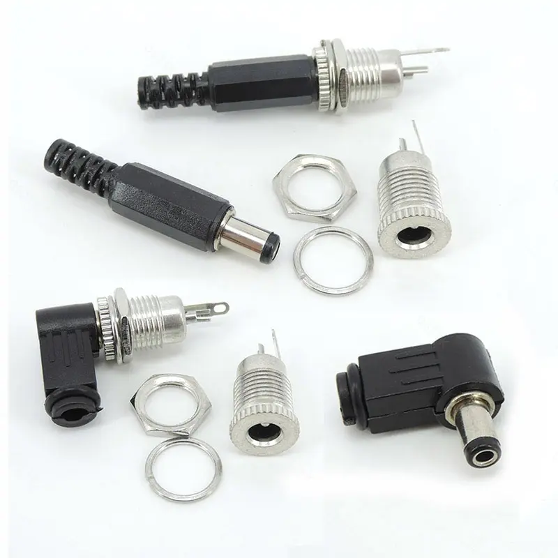 DC Power Jack male Female Socket Panel Mount Connector dust cover metal DC Male Plug 5.5*2.5mm 2.5mm 2.1mm  SGB2