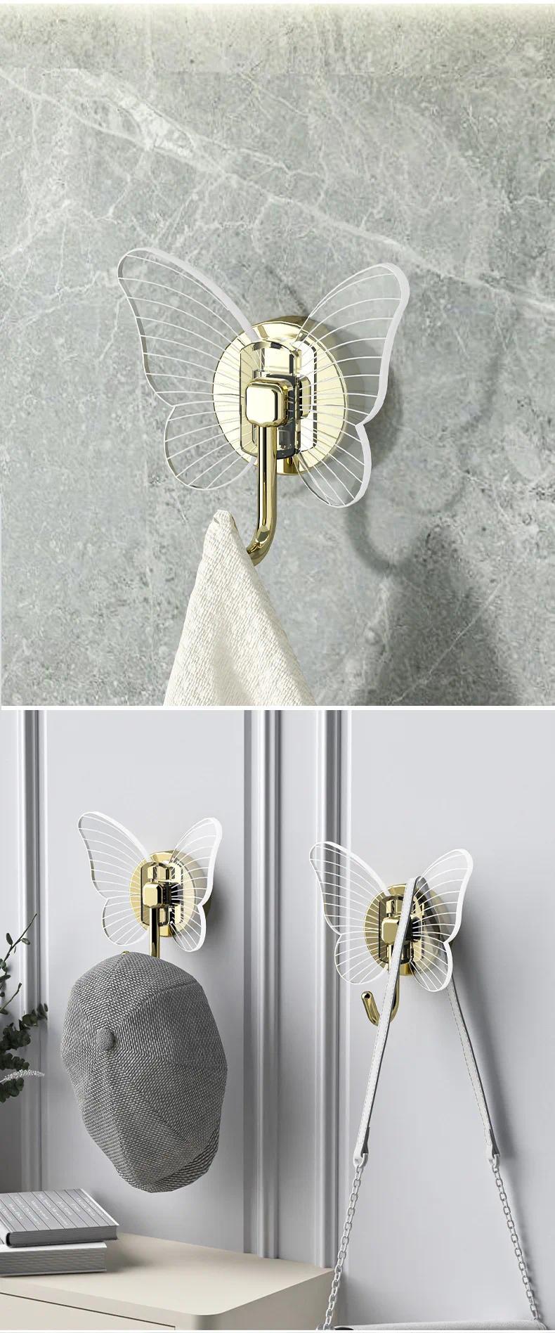 Product Introduction of Elegant Butterfly Hanger Bathroom No-Drill Wall Hook Seamless Hanging Entrance Strong Adhesive Stylish Wholesale Decor Organizer 16