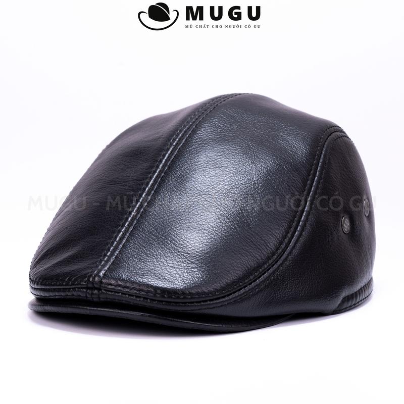 Mũ Nồi Nam 100% Da Bò Thật Cao Cấp BR30 - Mũ Beret Nam Phong Cách Thời Trang Cổ Điển | MUGU Hat Cap