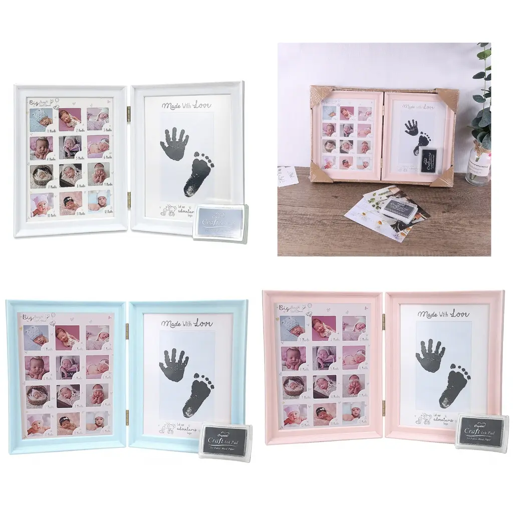 Foldable Picture Frame for Newborn Photo Frame Nursery Table Display Footprint Handprint Keepsake Frame House Decoration Cardboard Pad