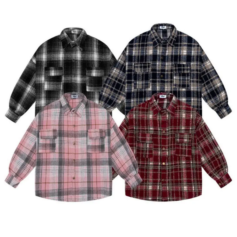 ÁSơ Mi Caro Nam Nữ Tay Dài Flannel Ullzang Vải Dạ Kẻ Sọc Caro From Rộng thoáng Mát Phong Cách Trẻ Trung Năng Động Menswear Shirt Có Cổ