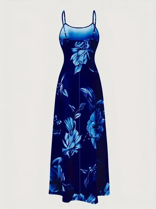 Women's Floral Print Dress, Boho Sleeveless Dress for Beach Holiday Vacation, Ladies Clothes for Summer 1