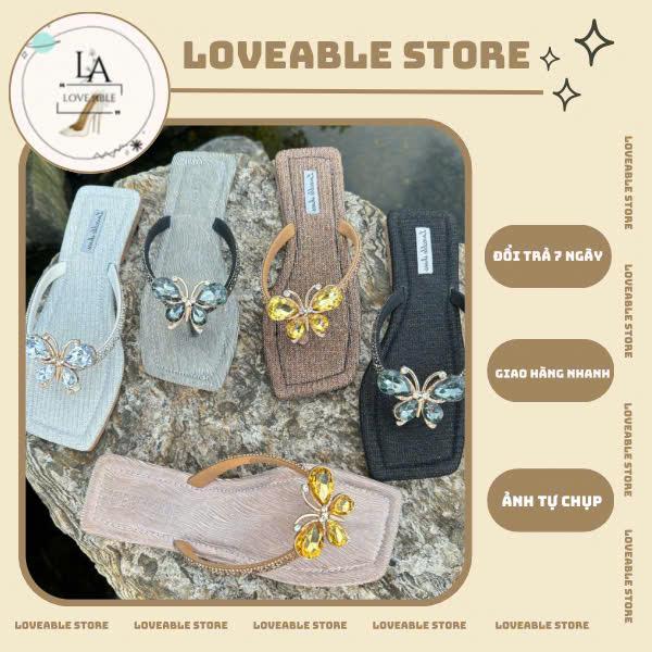  LOVEABLE-STORE- DÉP KẸP BƯỚM NHỎ XINH XẮN DÂY ĐÁ XOÀN CAO CẤP  SANG TRỌNG LỊCH LÃM 