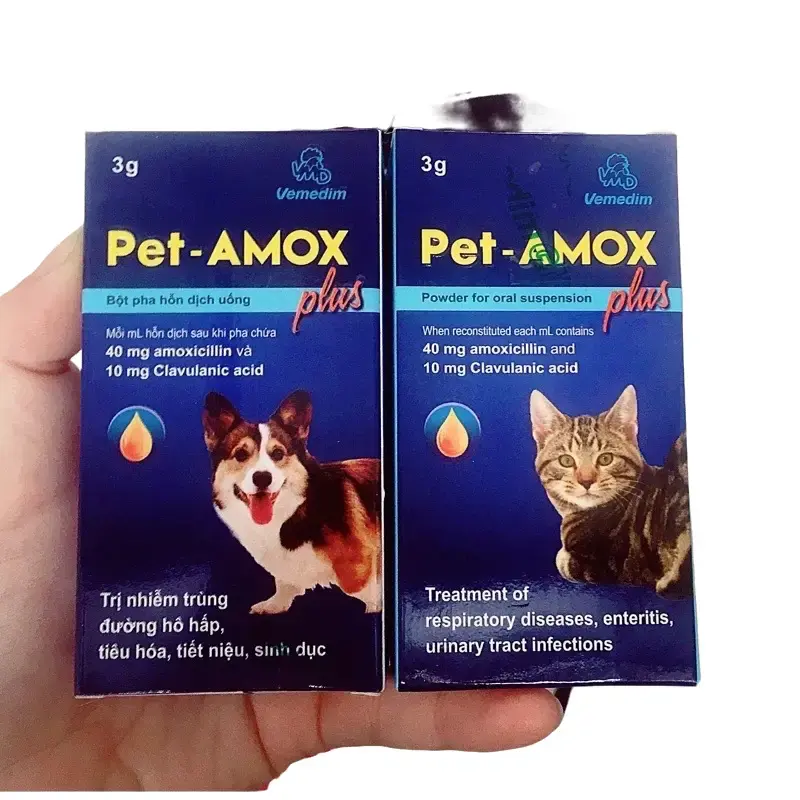 Bột pha Pet Amox Plus tác dụng hô hấp, tiết niệu chó mèo