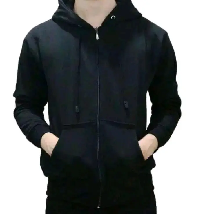hoodie Zipper polos pria wanita size M-L-XL-XXL-XXXL Abu Hijau Mocca Sweater kain Fleece Biru Merah 7