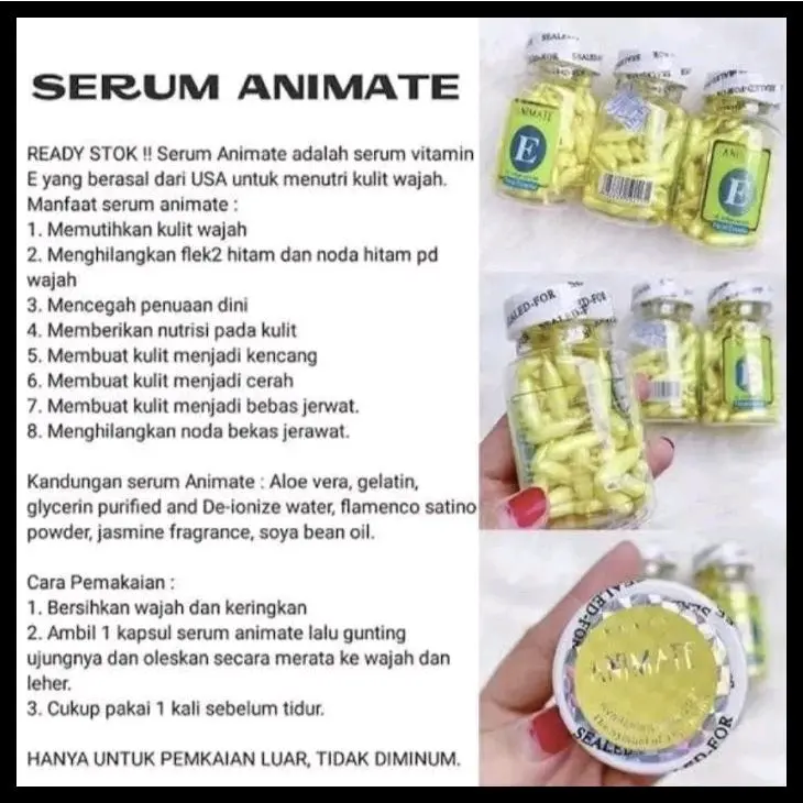 ANIMATE SERUM WAJAH ISI 60 KAPSUL Semua Jenis Kulit 2