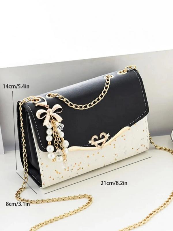 Women's Fashionable Bowknot Decorated Shoulder Bag,  Elegant Solid Color Crossbody Bag for Daily Used, Casual Trendy Versatile High-quality Daily Commuting Bag 5