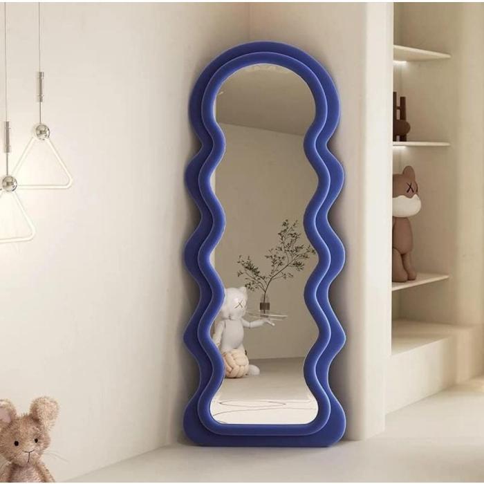 PROMO BIG SALE Cermin Aesthetic / Cermin Estetik / Irregular Wavy Mirror / Standing M - Pink, Standing 180x75 0