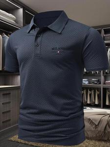 Camisa tipo polo de corte regular con ribete de contraste y manga corta, top con cuello casual, cómodo y transpirable para el verano, ropa de moda para hombres para uso diario