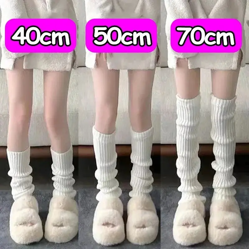 Tất Dài Lolita, Màu Trơn Co Giãn, Phong Cách Mùa Thu Đông, Phong Cách Preppy JK, Giữ Ấm Chân Dệt Kim, Tất, Cho Bé Gái, Che Bốt Qua Đầu Gối, Có Kích Thước 40 / 50 / 70CM tất  len