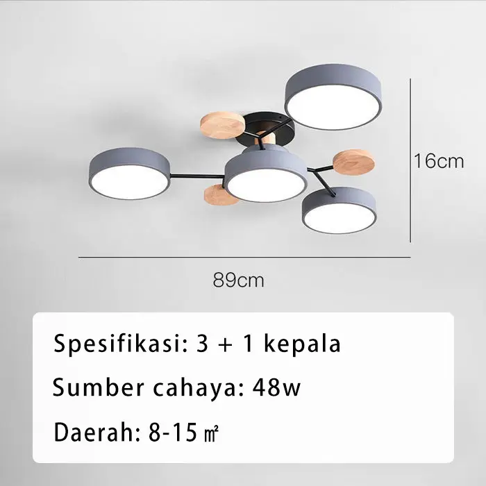 3 Warna Dipimpin Lampu Langit-langit Modern Gantung Kayu Minimalis Ruang Tamu Langit-langit Kamar Tidur Nordic Hias Estetika Penerangan Rumah 3