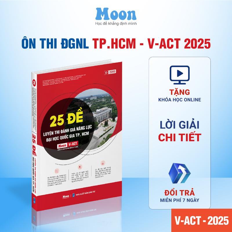 25 đề đánh giá năng lực HCM cho 2k8- sách luyện đề ôn thi đgnl 2025, đgnl Moonbook